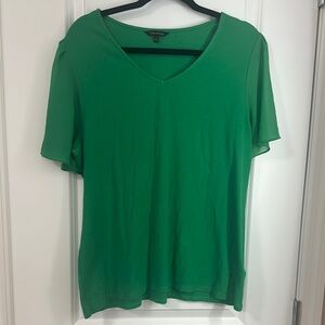 Green V-Neck Women's Top